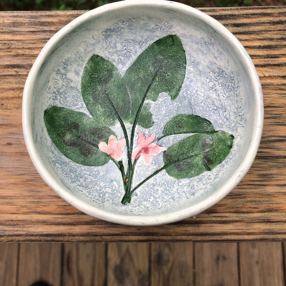 Salt Marsh Pottery Mayflower Everlasting Pea Trinket Dish Bowl 4.5"